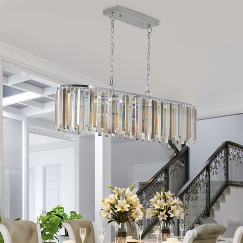 Modern Oval Crystal Chandelier – Luxury Crystal Ceiling Light Fixture for Dining Room, Living Room & Entryway | Elegant Home Décor Lighting
