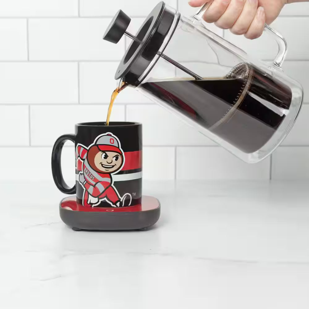 Ohio State Buckeyes Single-Cup Coffee Mug with Electric Mug Warmer – Official Black Mug for Coffee Makers