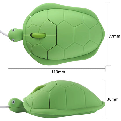 Cute Mini Turtle Wired Computer Mouse – 1200 DPI Optical USB Cartoon Mouse for Kids & Laptops