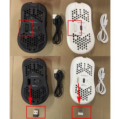 Wireless RGB Gaming Mouse – 2.4G Rechargeable 6-Button Ergonomic Mouse with 3-Speed DPI & Honeycomb Design (Type-C)