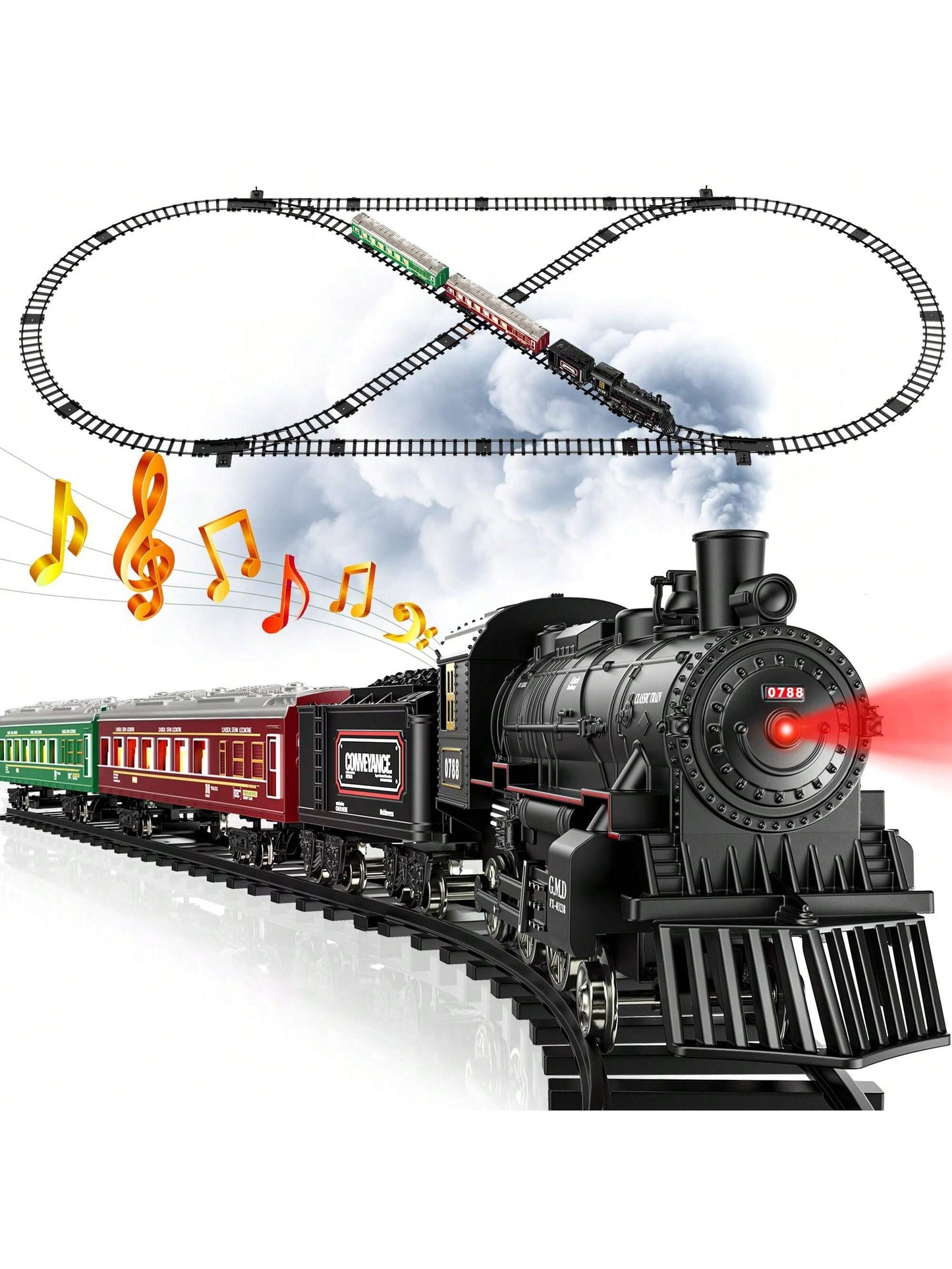 RailBlaze™ RC Electric Train Set – Remote Control Steam, Lights & Sound with Glowing Passenger Cars