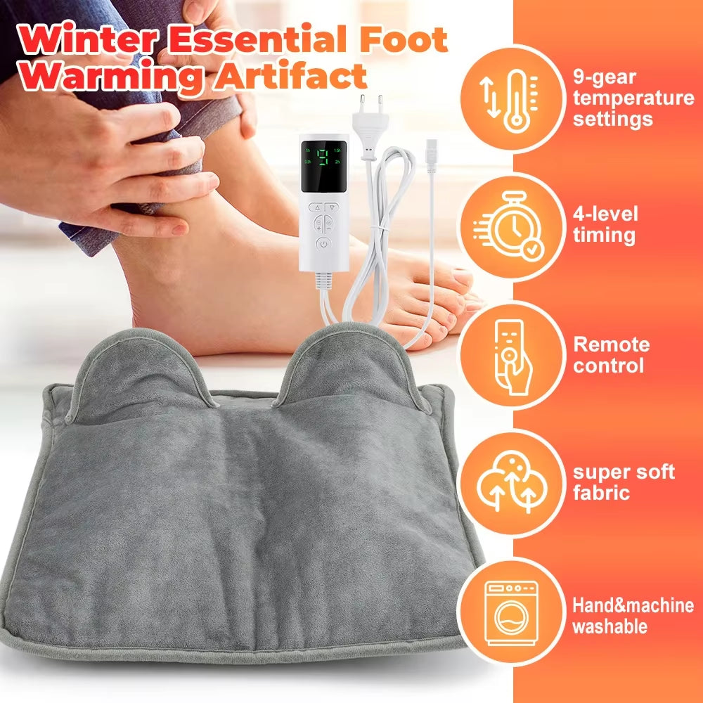 CozyTherm™ Plush Electric Foot Warmer – Washable Heated Mat for Home & Office Comfort