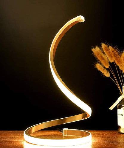 Modern Spiral LED Table Lamp – 3-Color Dimmable Minimalist Desk Lamp with Touch Control (Gold) | Home Echo