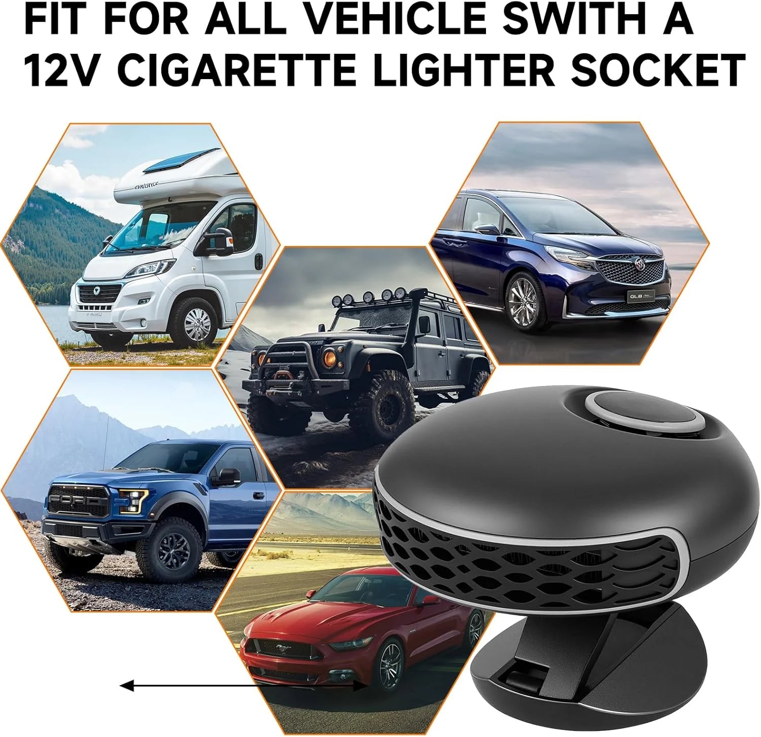 2-in-1 Fast Heating & Cooling Car Heater – 12V Portable Car Defroster with 360° Rotation & Cigarette Lighter Plug