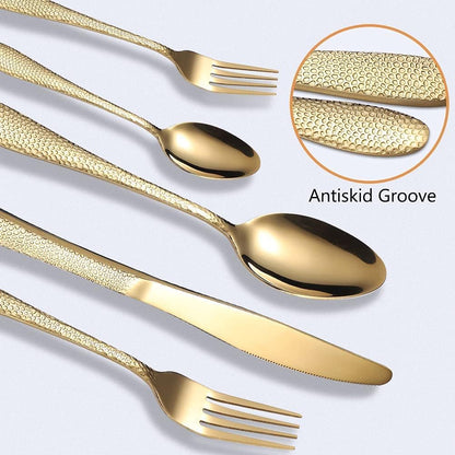 Gold Silverware Set – 20-Piece Stainless Steel Flatware Set for 4 | Elegant Ergonomic Design, Durable & Dishwasher Safe Cutlery for Home or Restaurant Use