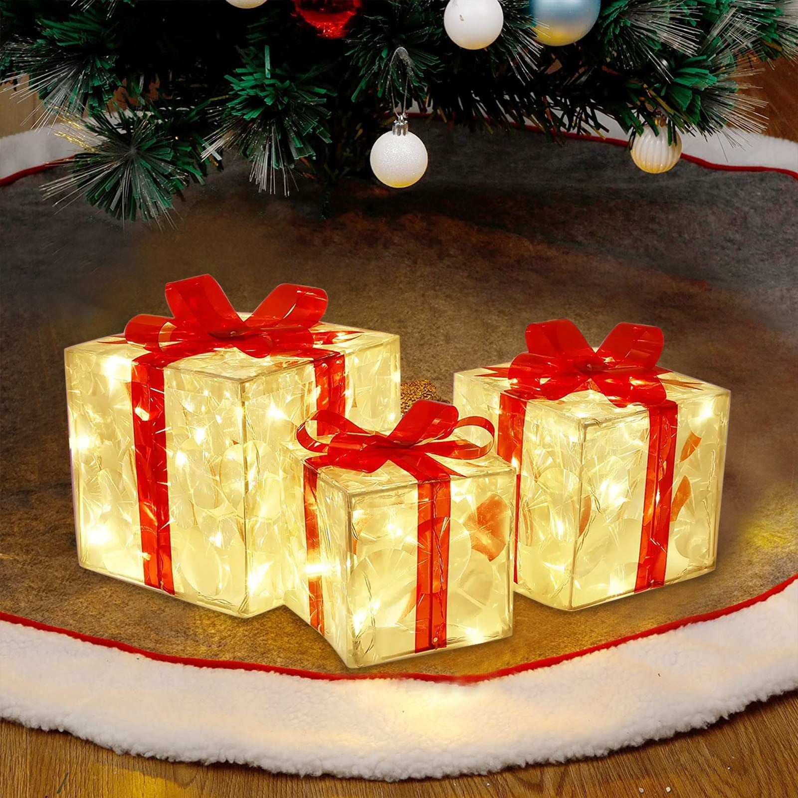 Luminous Gift Box Light-Up Ornament – PVC Christmas Decoration (19×19×19 cm, 100g)