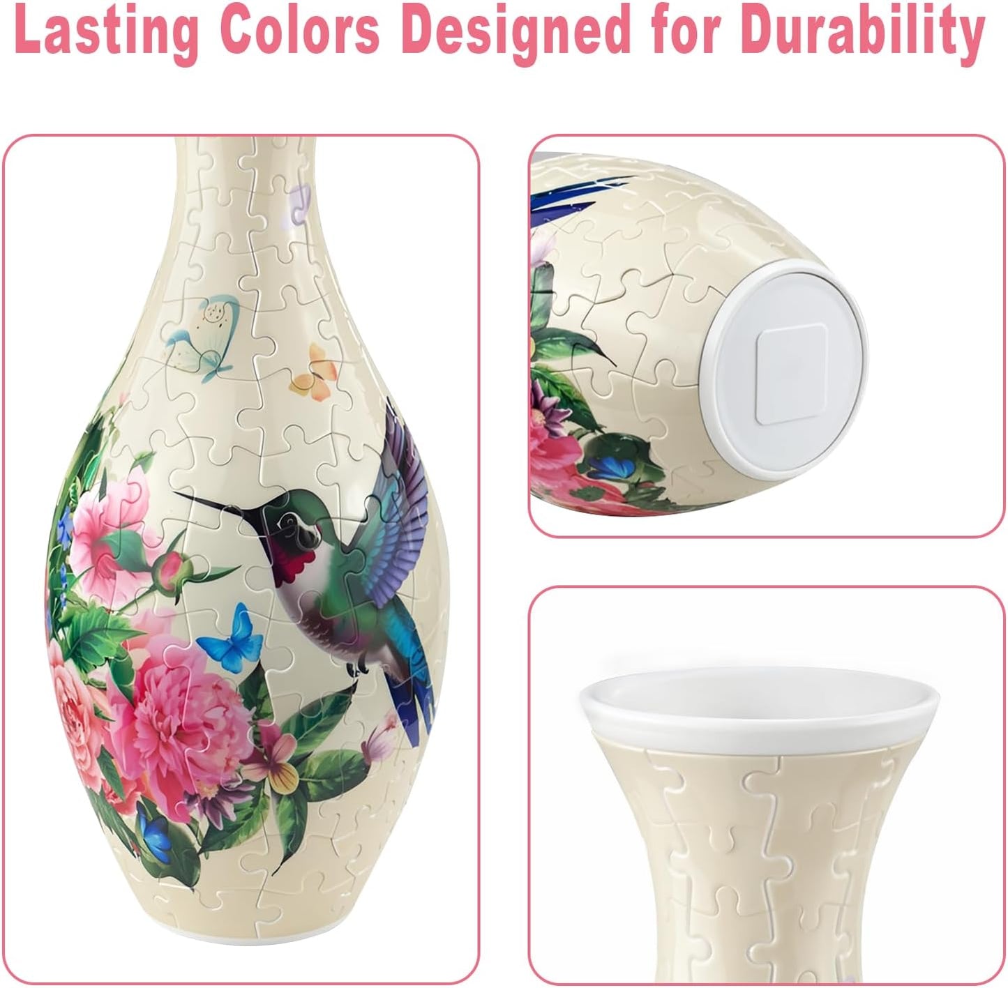 3D Puzzle Vase for Adults – 160-Piece DIY Plastic Puzzle Vase with Unique Pattern Design