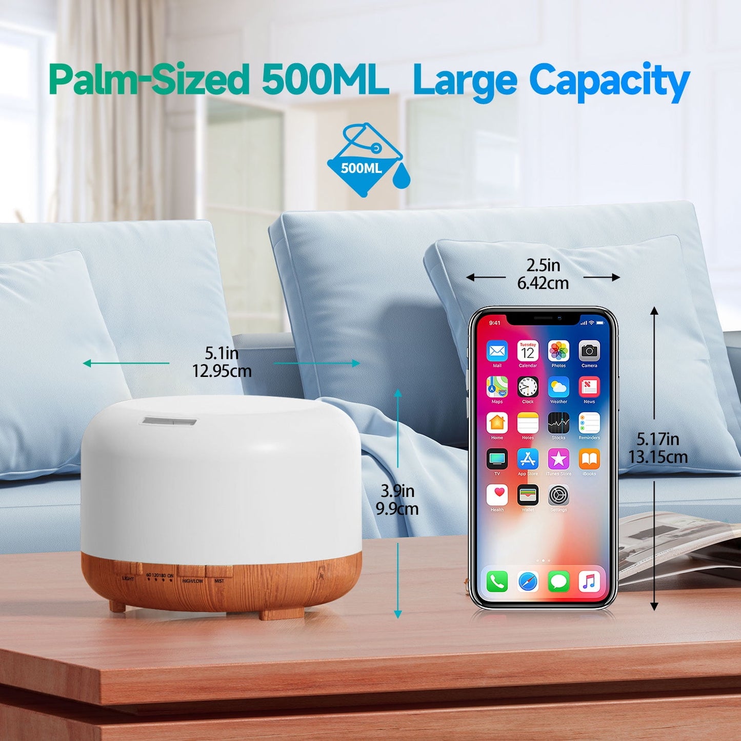 500ml Water Scent Diffuser – Upgraded Aromatherapy Essential Oil Diffuser with Remote Control, Cool Mist Air Humidifier for Large Rooms, Home, Office & Car