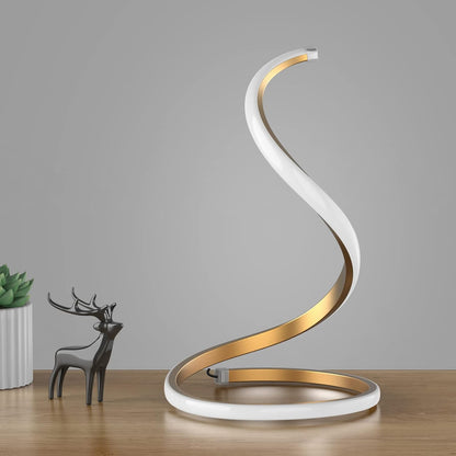 Modern Spiral LED Table Lamp – 3-Color Dimmable Minimalist Desk Lamp with Touch Control (Gold) | Home Echo