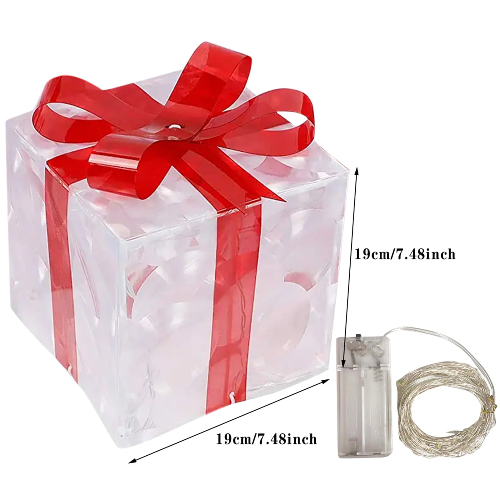 Luminous Gift Box Light-Up Ornament – PVC Christmas Decoration (19×19×19 cm, 100g)