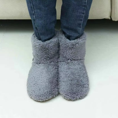 USB Heater Shoes Men Women Winter Warm Snow Boots Foot Warmer Plush Heating Rechargeable Slippers Electric Heated Slippers