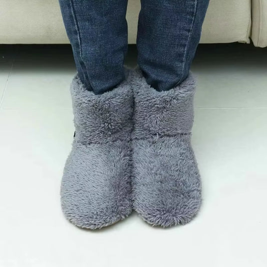 USB Heater Shoes Men Women Winter Warm Snow Boots Foot Warmer Plush Heating Rechargeable Slippers Electric Heated Slippers