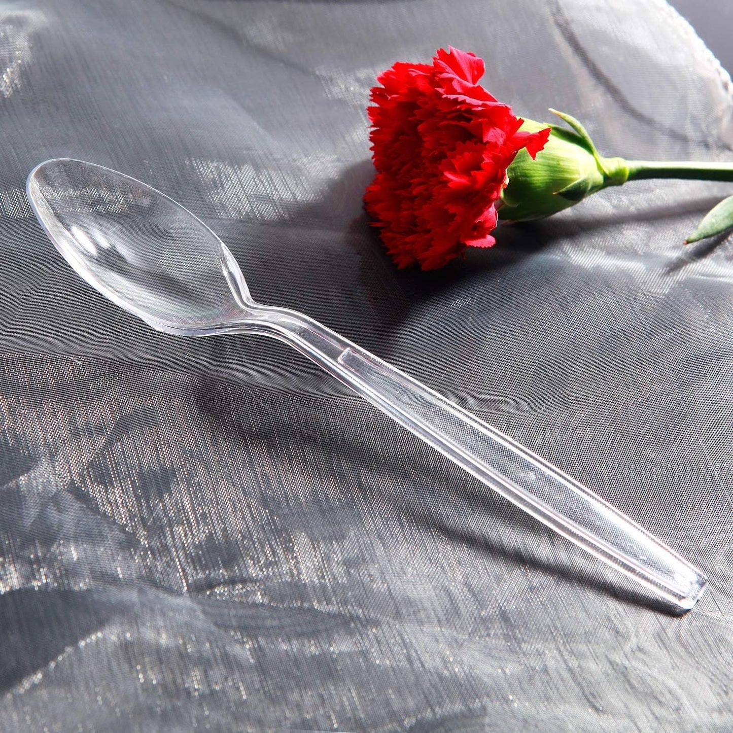 400-Piece Clear Plastic Silverware Set – Heavy-Duty Disposable Forks & Spoons (200 Each) | Crystal Cutlery for Parties, Holidays, and Events – Perfect for Halloween, Thanksgiving & Christmas