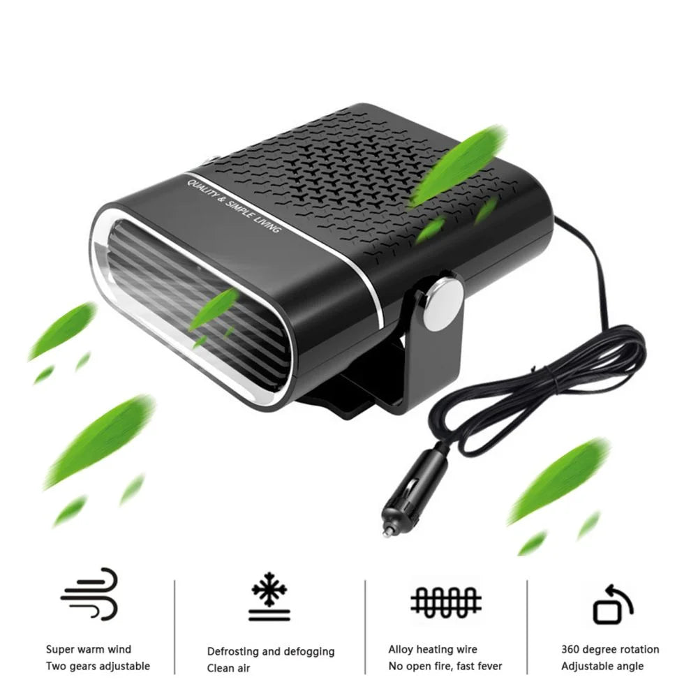 12V Portable Car Heater – Black ABS Automotive Interior Accessory