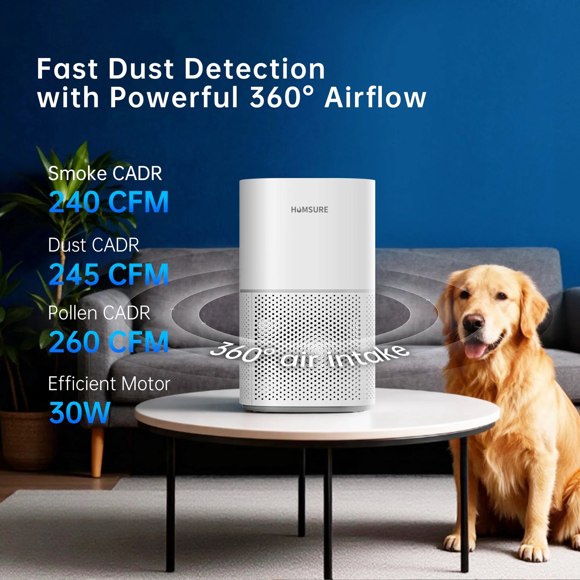 H13 True HEPA Air Purifier for Large Rooms up to 2500 ft² – Quiet Home Air Cleaner with Sleep Mode, Child Lock & 99.97% Filtration for Pets, Dust, Smoke & Allergens