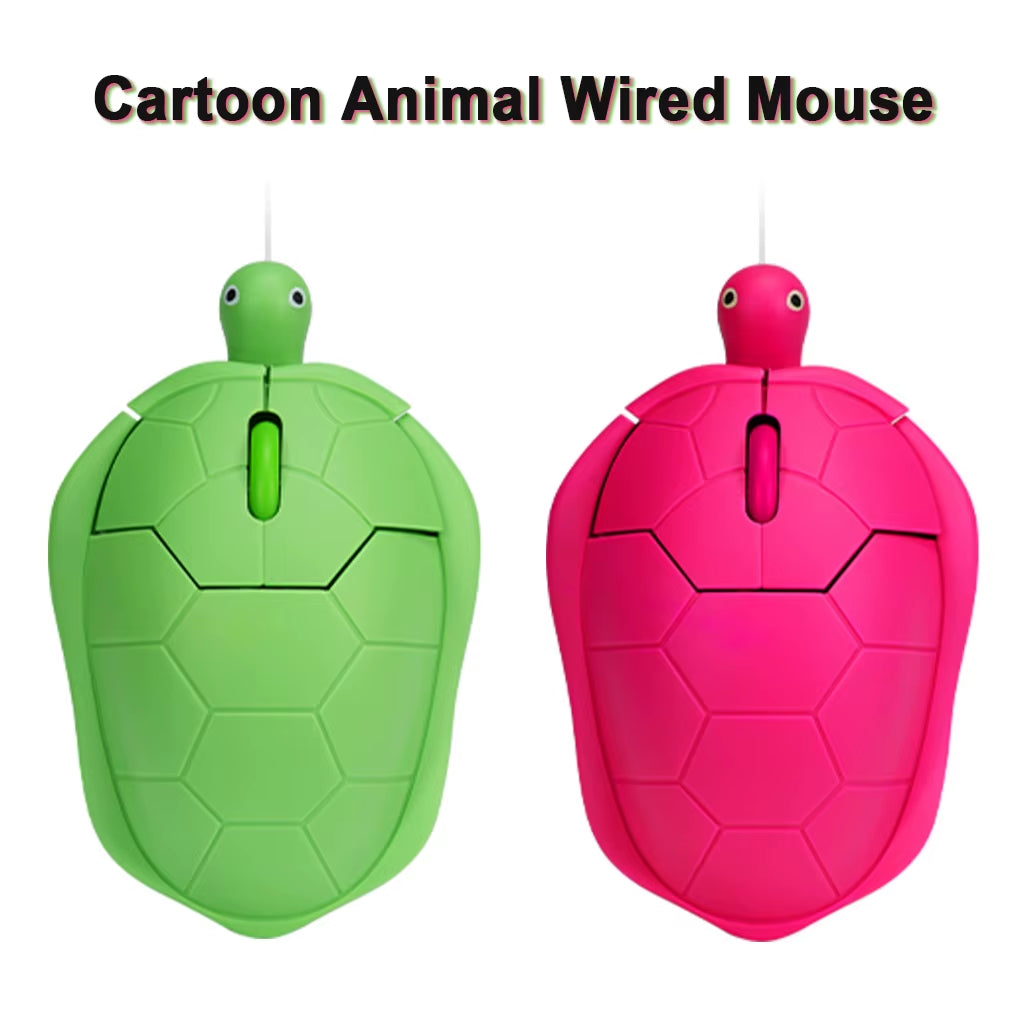 Cute Mini Turtle Wired Computer Mouse – 1200 DPI Optical USB Cartoon Mouse for Kids & Laptops