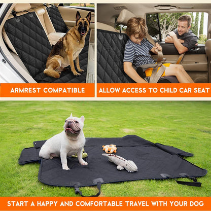 Waterproof Dog Car Seat Cover – Non-Slip Back Seat Protector with Armrest Access for Cars, Trucks & SUVs (Black)