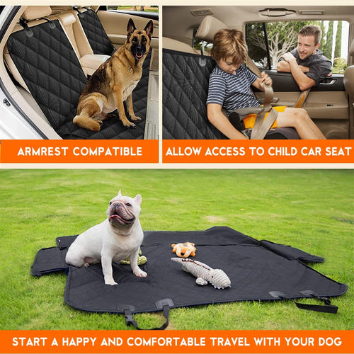 Waterproof Dog Car Seat Cover – Non-Slip Back Seat Protector with Armrest Access for Cars, Trucks & SUVs (Black)