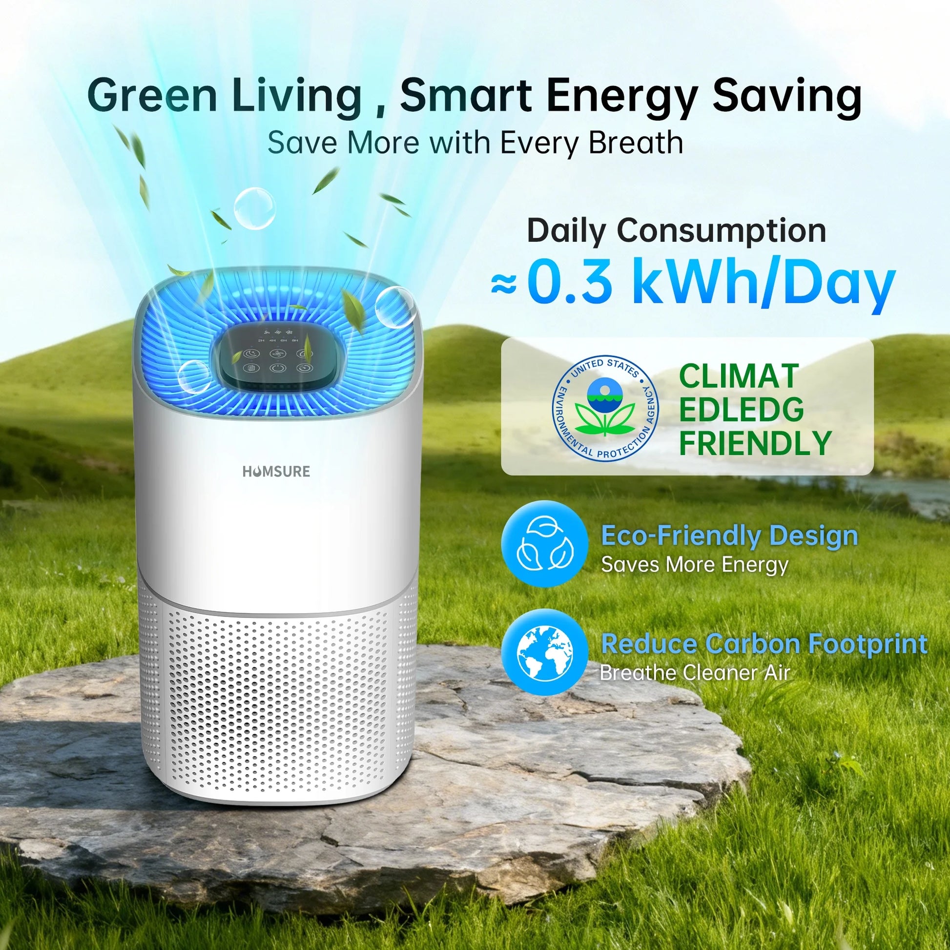 H13 True HEPA Air Purifier for Large Rooms up to 2500 ft² – Quiet Home Air Cleaner with Sleep Mode, Child Lock & 99.97% Filtration for Pets, Dust, Smoke & Allergens