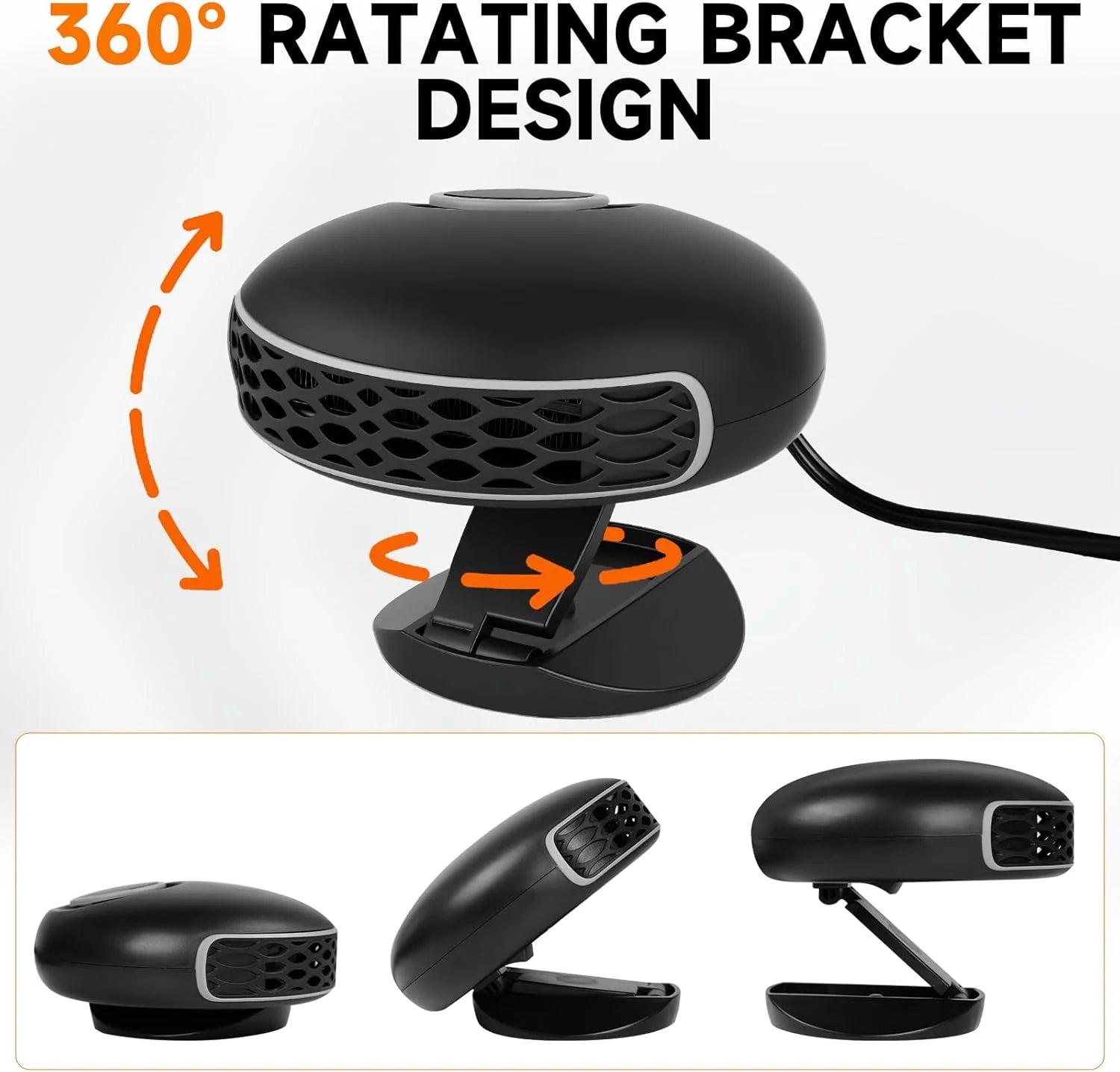 2-in-1 Fast Heating & Cooling Car Heater – 12V Portable Car Defroster with 360° Rotation & Cigarette Lighter Plug