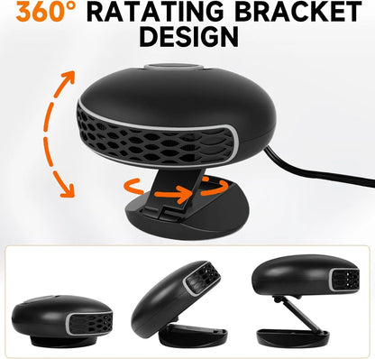 2-in-1 Fast Heating & Cooling Car Heater – 12V Portable Car Defroster with 360° Rotation & Cigarette Lighter Plug
