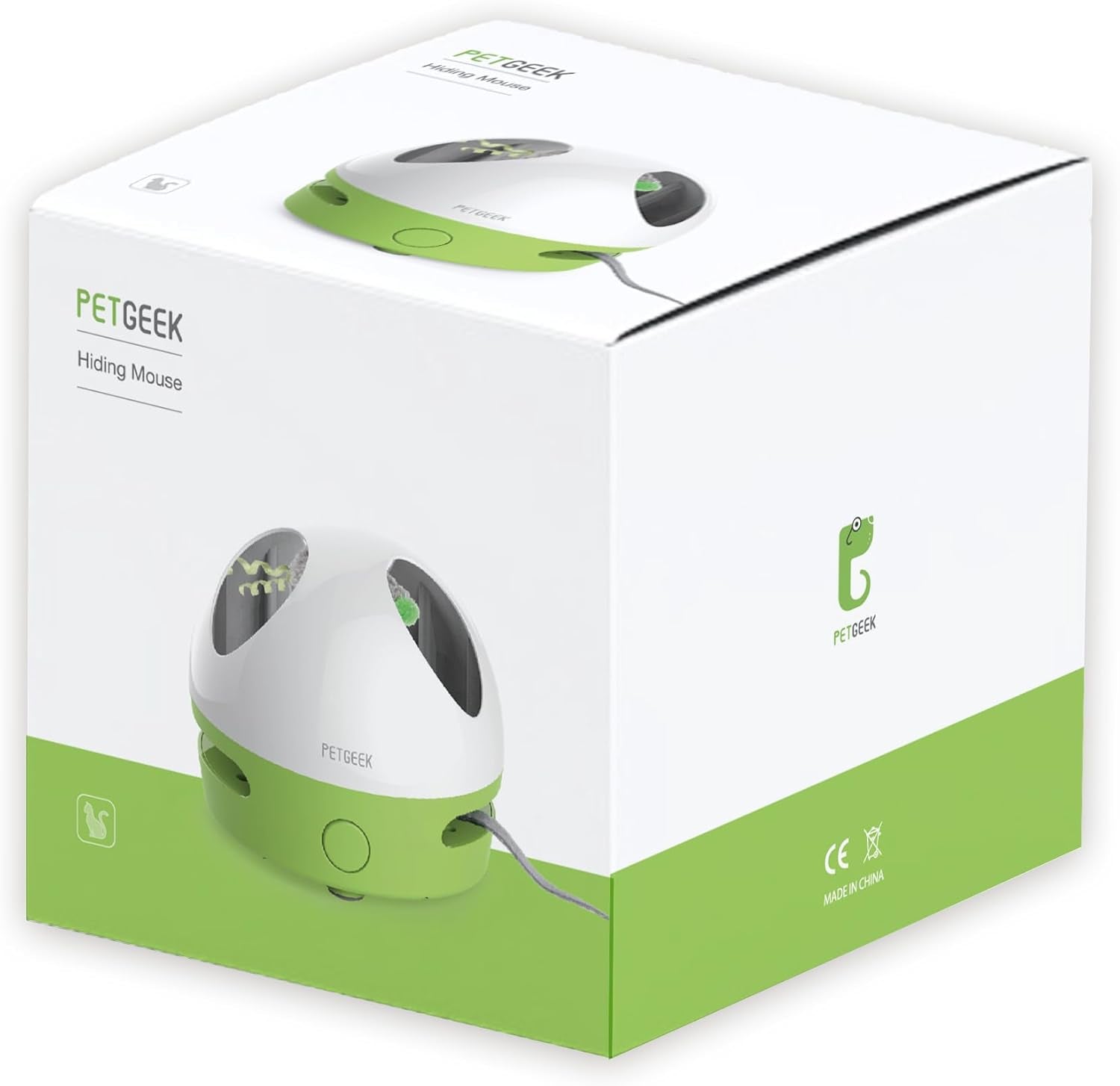 Hidey Mouse Interactive Cat Toy – Electronic Automatic Cat Toy with Squeaky Mouse & Catnip-Filled Hidey Mouse for Indoor Cats (Green)