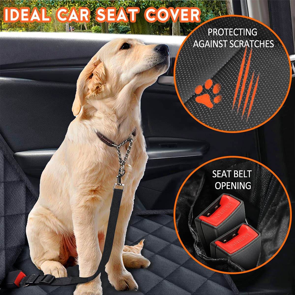 Waterproof Dog Car Seat Cover – Non-Slip Back Seat Protector with Armrest Access for Cars, Trucks & SUVs (Black)