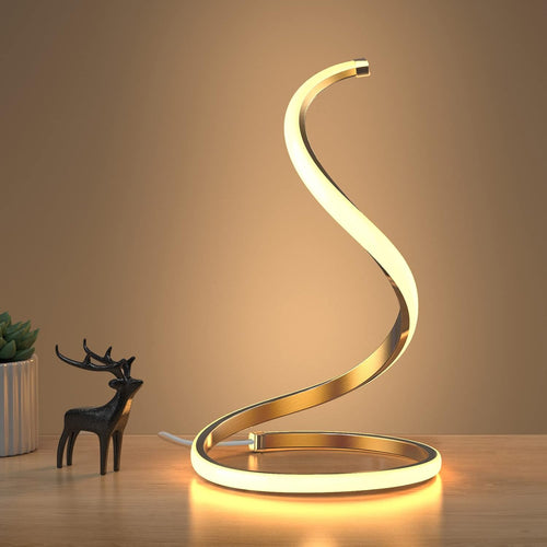 Modern Spiral LED Table Lamp – 3-Color Dimmable Minimalist Desk Lamp with Touch Control (Gold) | Home Echo