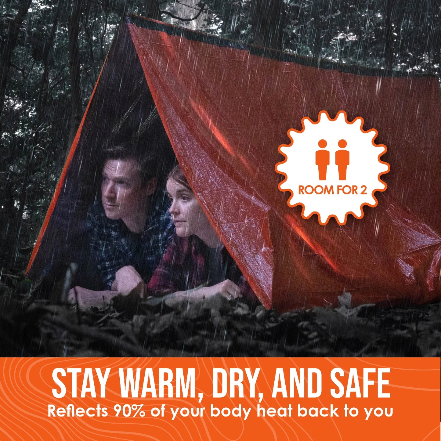 Life Tent Emergency Survival Shelter – 2-Person Waterproof & Thermal Tube Tent with Paracord Rope, Survival Whistle & Portable Carry Sack (Orange)