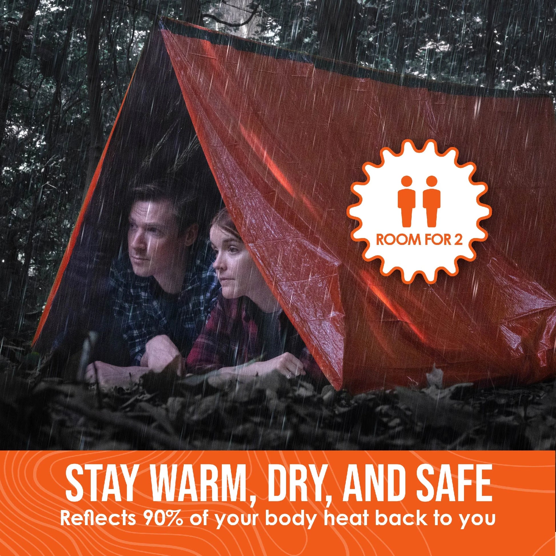 Life Tent Emergency Survival Shelter – 2-Person Waterproof & Thermal Tube Tent with Paracord Rope, Survival Whistle & Portable Carry Sack (Orange)