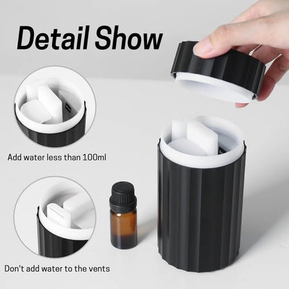 Car Diffuser & Mini Flame Humidifier – 100ml Portable Cool Mist Aroma Diffuser for Essential Oils, Black Aromatherapy Air Freshener for Car, Home & Office