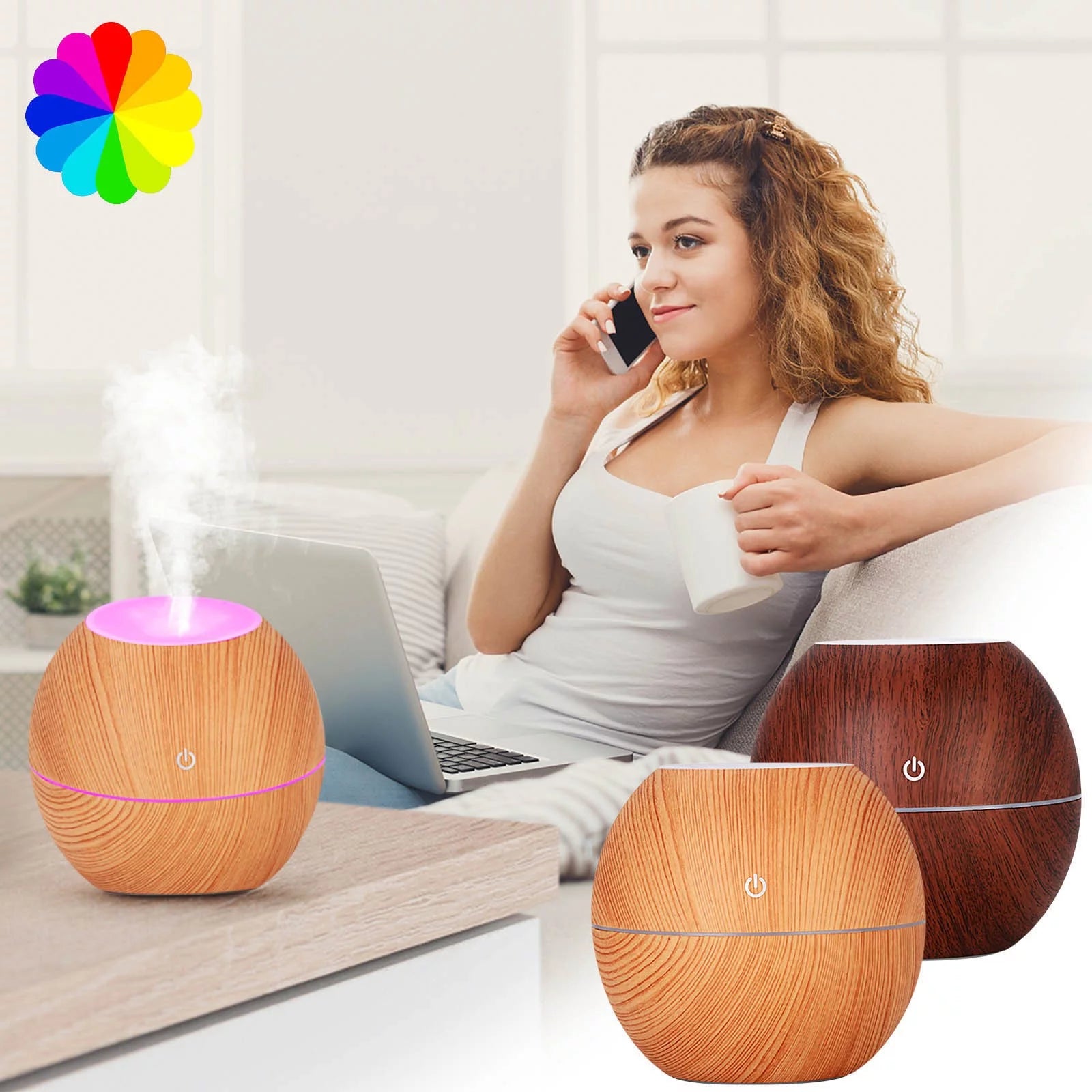 Essential Oil Diffuser & Humidifier – Ultrasonic Electric Aroma Vaporizer with LED Color Light & Auto-Off Safety for Home, Bedroom & Office