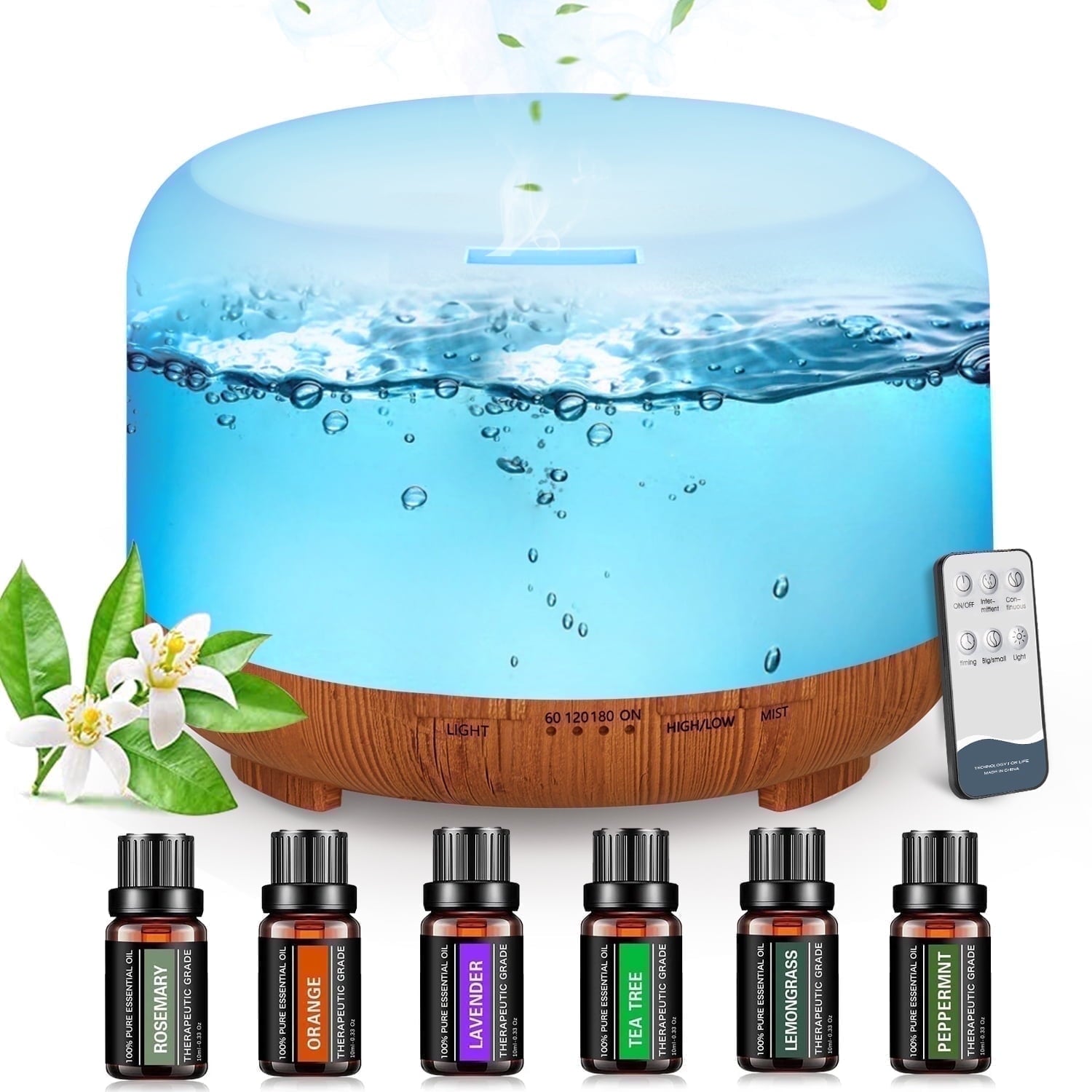 500ml Water Scent Diffuser – Upgraded Aromatherapy Essential Oil Diffuser with Remote Control, Cool Mist Air Humidifier for Large Rooms, Home, Office & Car