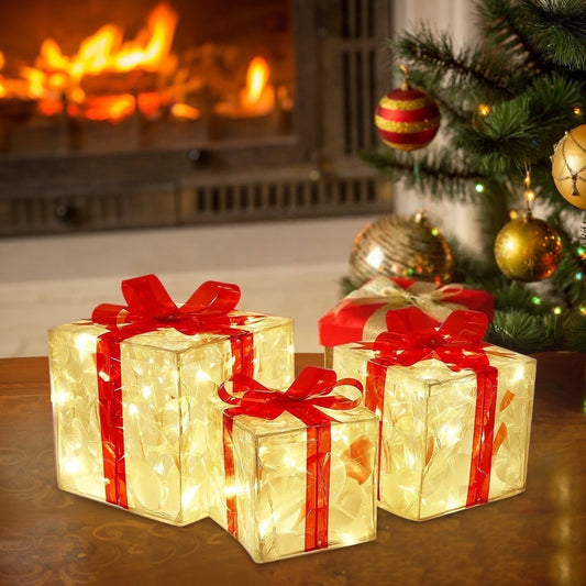 Luminous Gift Box Light-Up Ornament – PVC Christmas Decoration (19×19×19 cm, 100g)