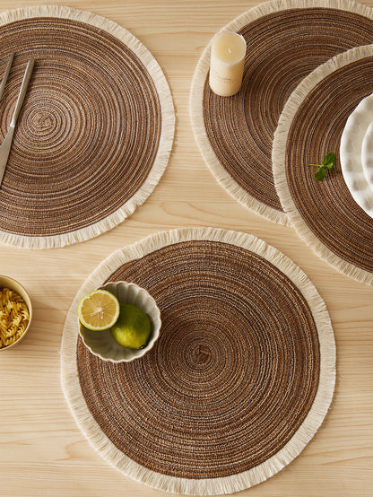 Hot Round Braided Placemats Set of 4 – Washable Heat-Resistant 38cm Table Mats for Kitchen & Dining | Home Echo