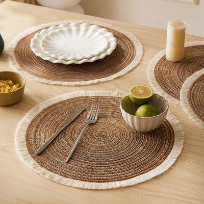 Hot Round Braided Placemats Set of 4 – Washable Heat-Resistant 38cm Table Mats for Kitchen & Dining | Home Echo