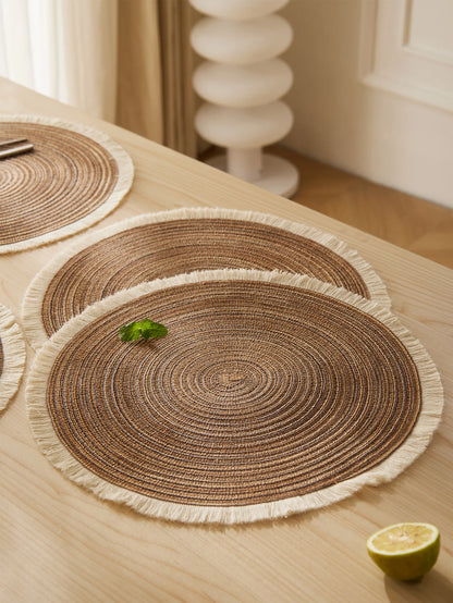 Hot Round Braided Placemats Set of 4 – Washable Heat-Resistant 38cm Table Mats for Kitchen & Dining | Home Echo