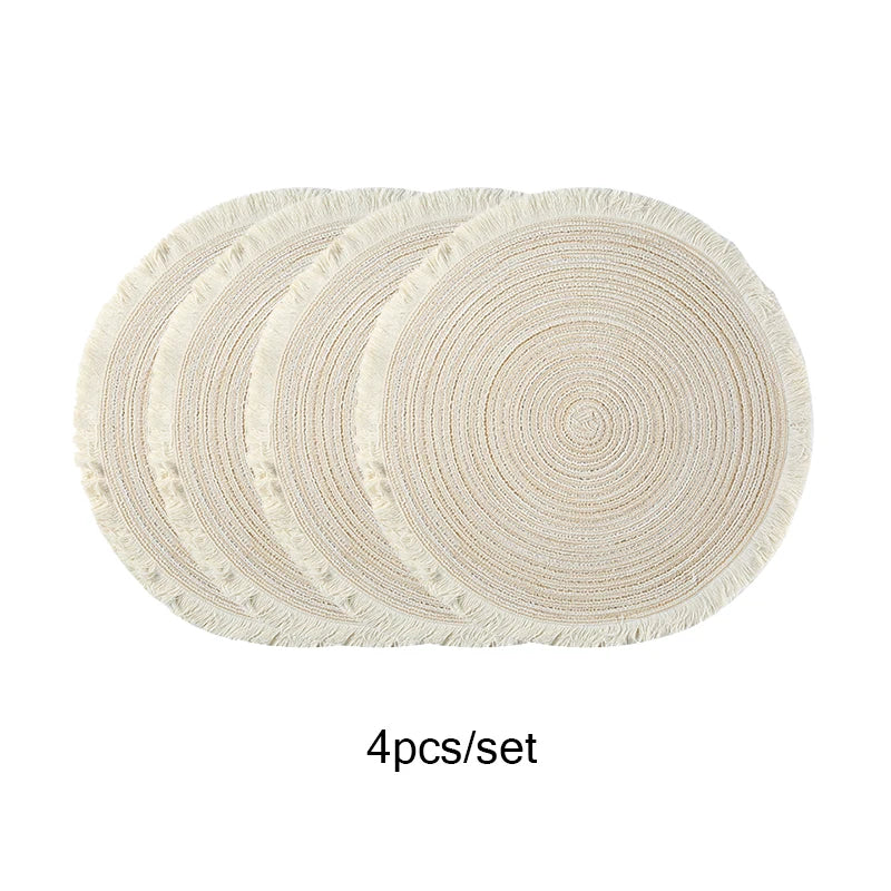Hot Round Braided Placemats Set of 4 – Washable Heat-Resistant 38cm Table Mats for Kitchen & Dining | Home Echo