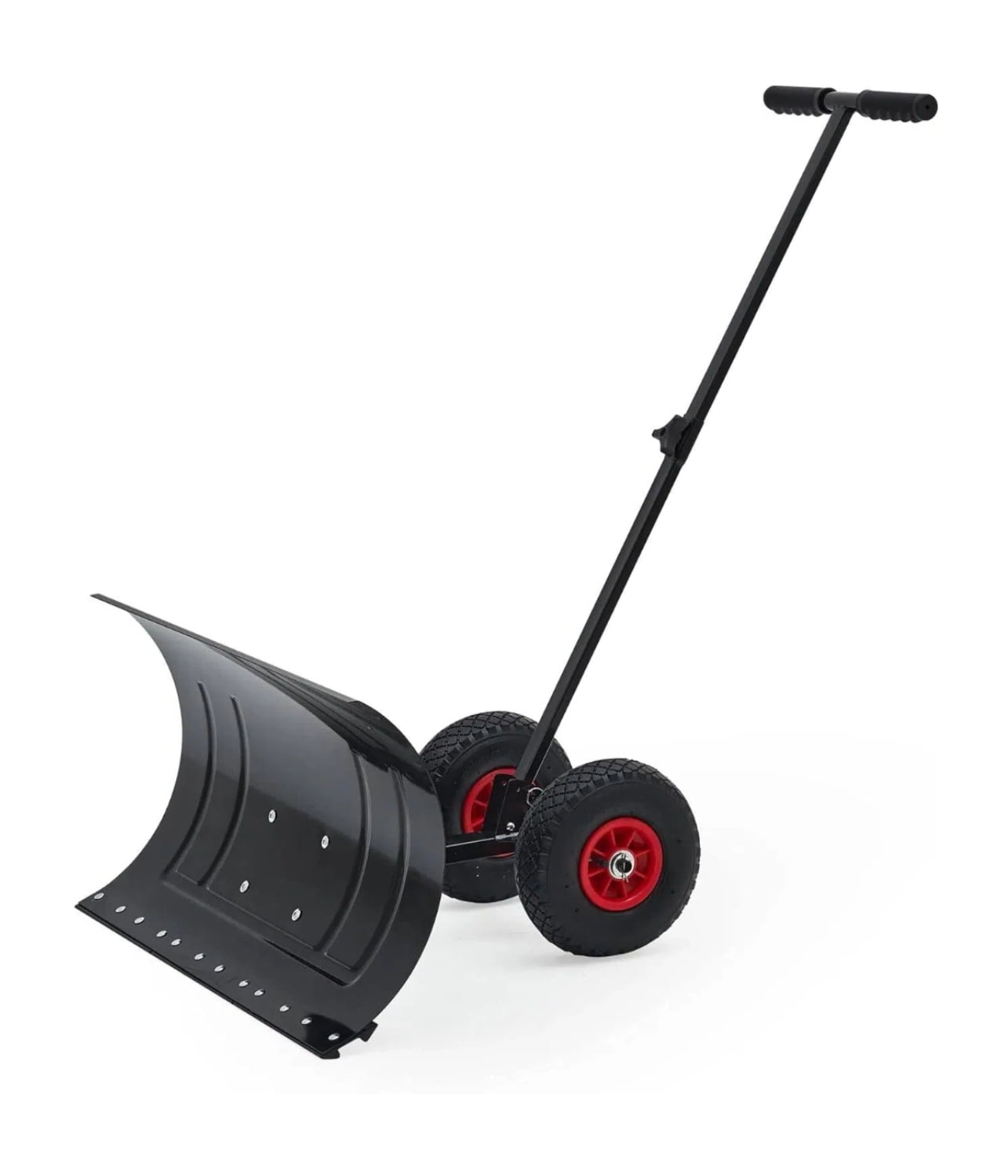 Heavy-Duty Snow Shovel with Wheels – 29" x 16.5" Adjustable Push Snow Plow with Angled Blade for Driveways & Pavements | Home Echo