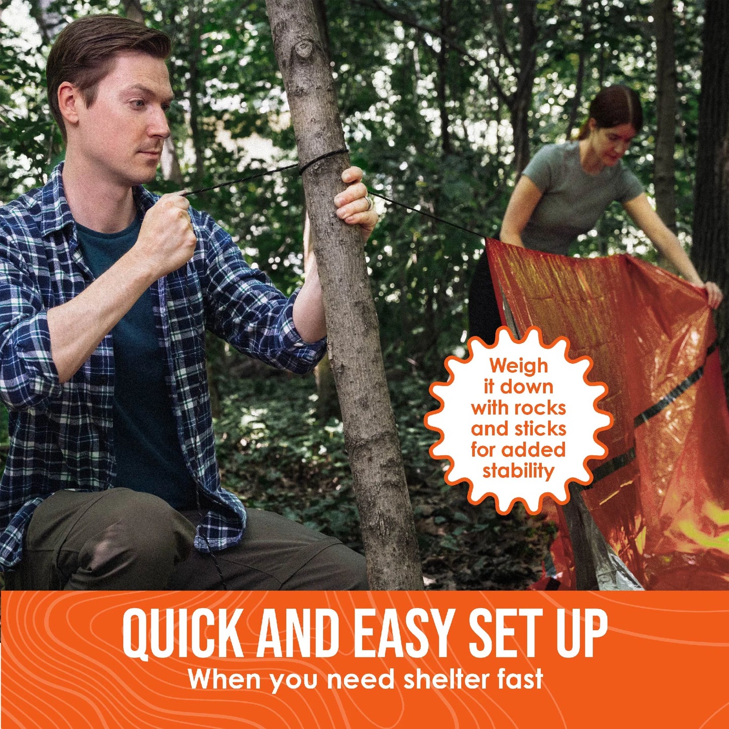 Life Tent Emergency Survival Shelter – 2-Person Waterproof & Thermal Tube Tent with Paracord Rope, Survival Whistle & Portable Carry Sack (Orange)