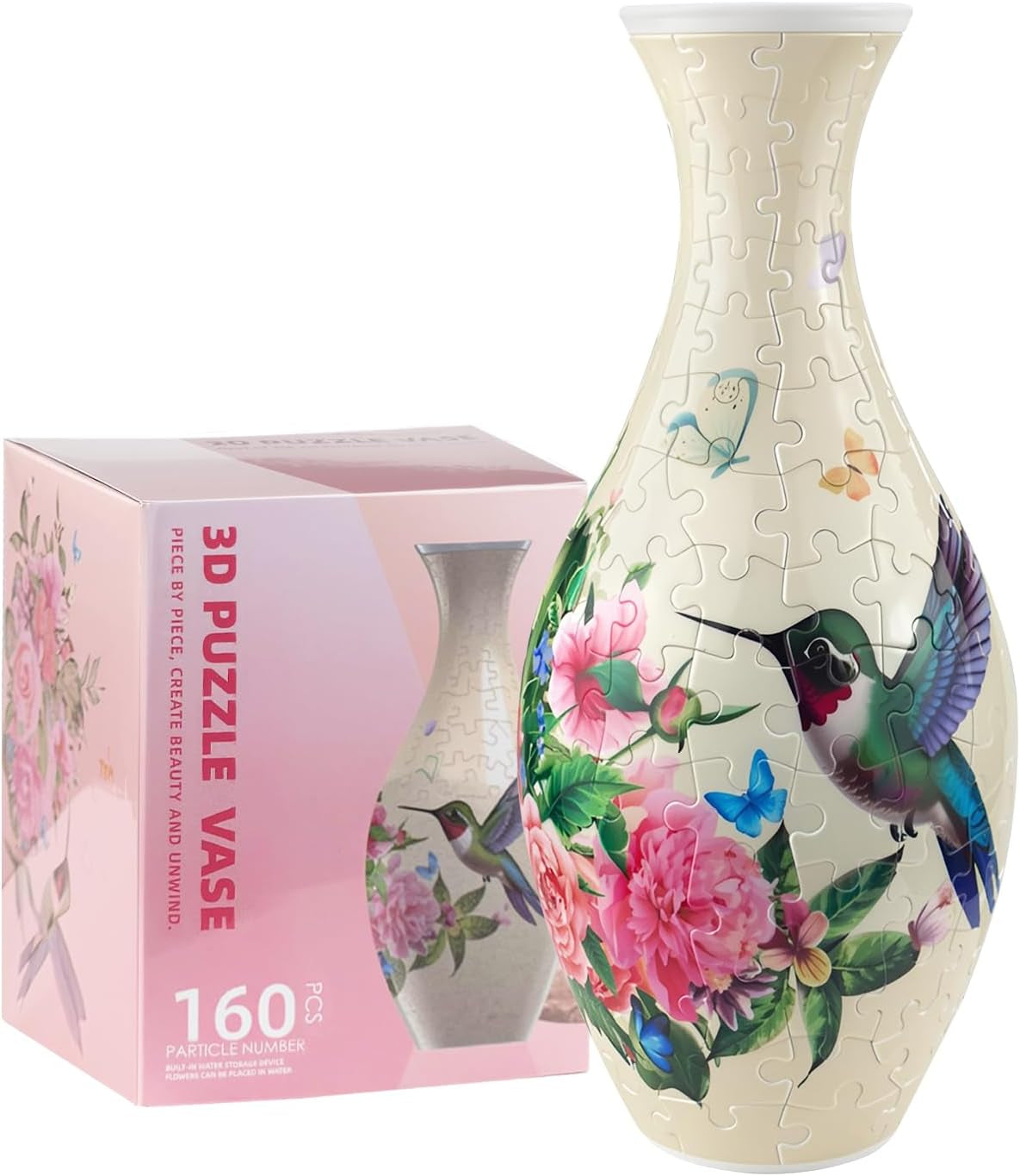 3D Puzzle Vase for Adults – 160-Piece DIY Plastic Puzzle Vase with Unique Pattern Design