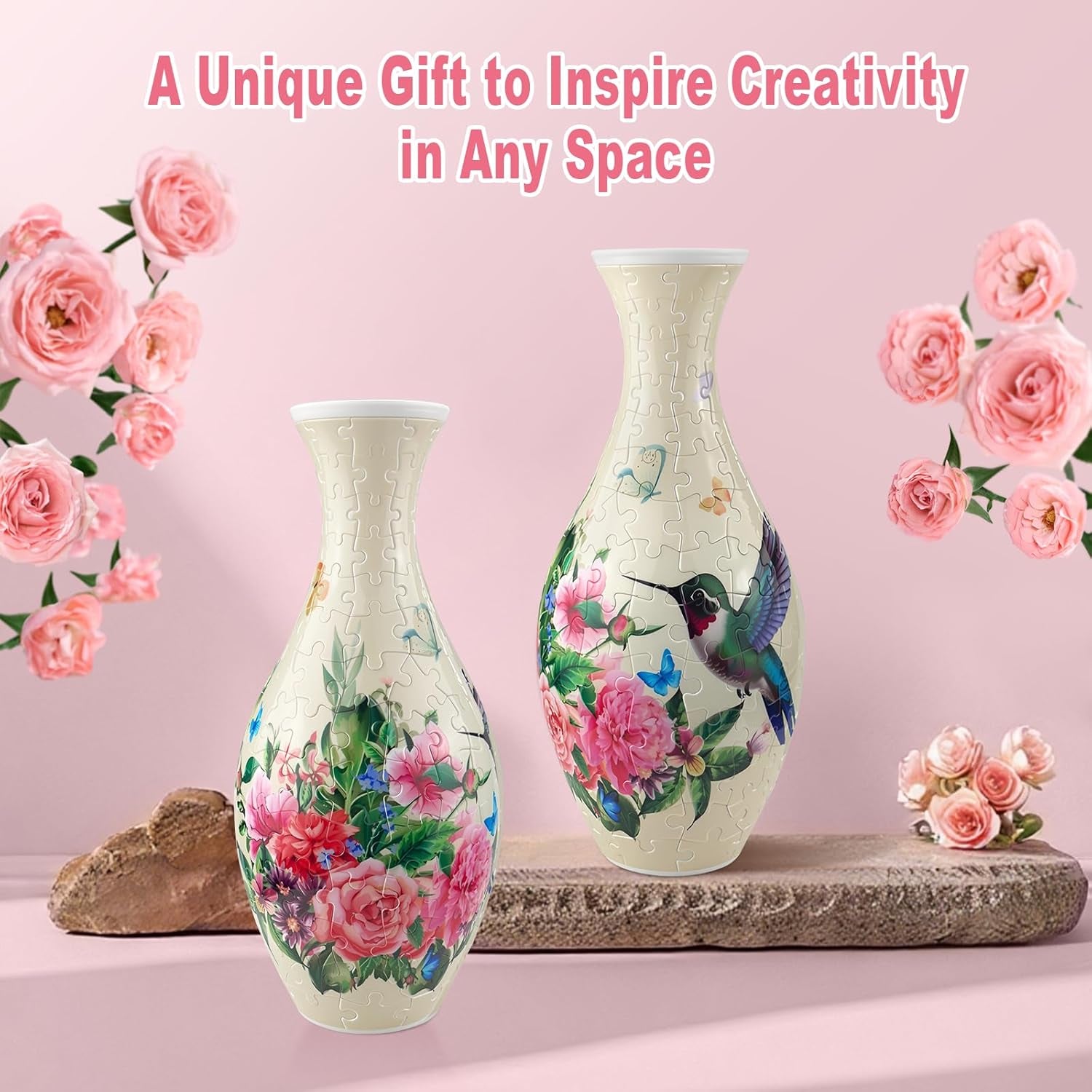 3D Puzzle Vase for Adults – 160-Piece DIY Plastic Puzzle Vase with Unique Pattern Design