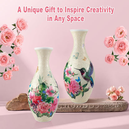 3D Puzzle Vase for Adults – 160-Piece DIY Plastic Puzzle Vase with Unique Pattern Design