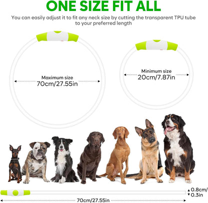 LED Light-Up Dog Collar – USB Rechargeable & Cuttable Glow Collar for Night Safety, High-Visibility TPU Puppy Collar (Green)