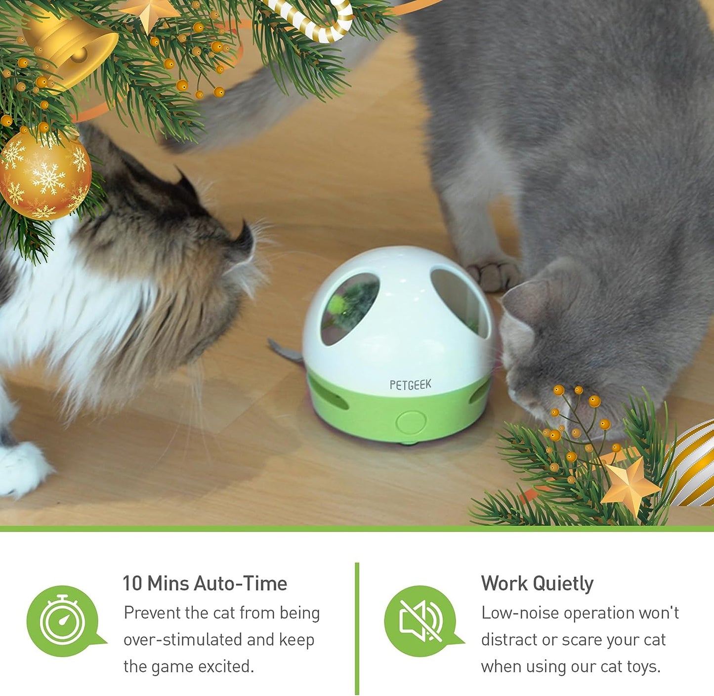 Hidey Mouse Interactive Cat Toy – Electronic Automatic Cat Toy with Squeaky Mouse & Catnip-Filled Hidey Mouse for Indoor Cats (Green)