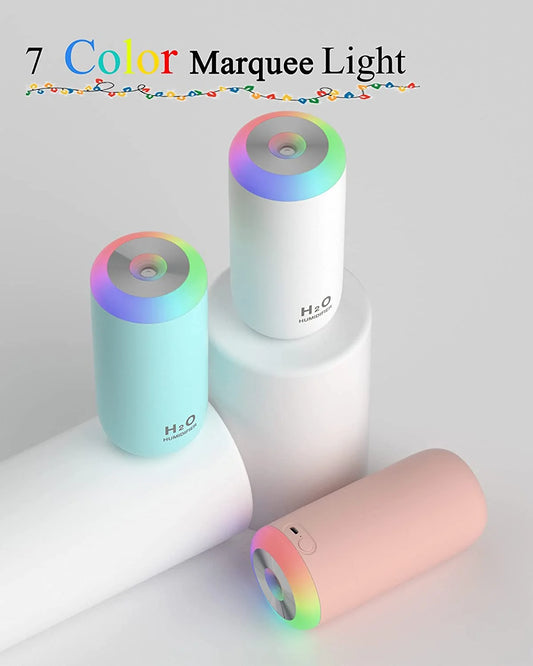 Portable Cool Mist Bedroom Humidifier with LED Night Light, USB Mini Air Humidifier for Home, Office & Travel