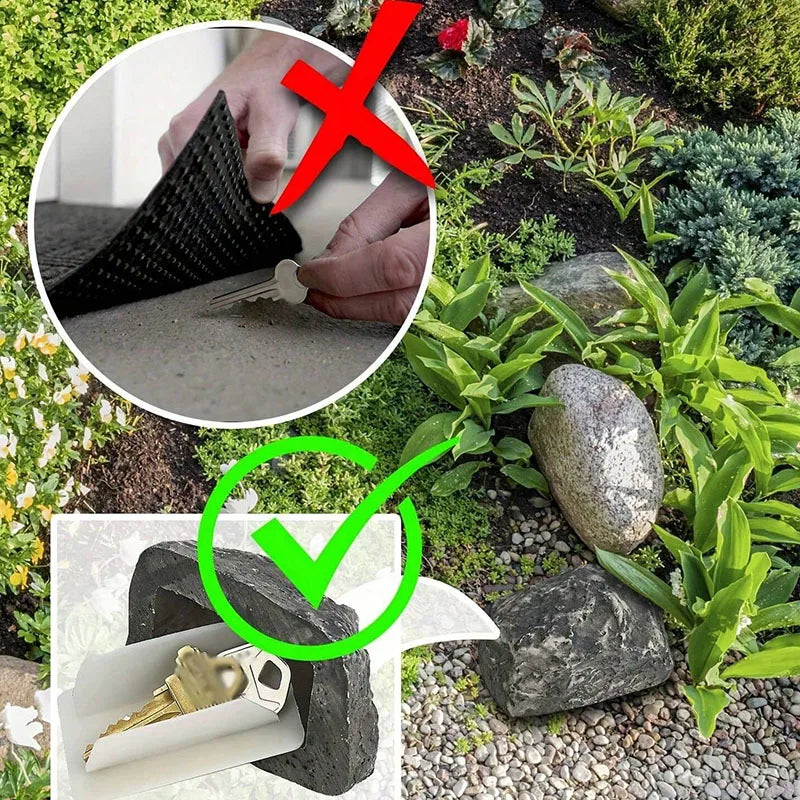 Realistic Stone Key Box - Hidden Outdoor Key Storage for Courtyards and Gardens