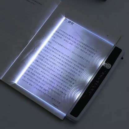 Portable Rechargeable Reading Light – Ultra-Thin Folding Flat Panel Book Light with Flexible Neck (White)