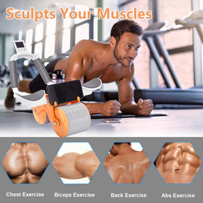 2025 Ab Roller with Timer & Elbow Support – Automatic Rebound Abdominal Wheel for Core Training