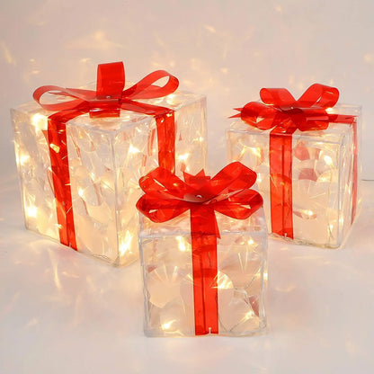 Luminous Gift Box Light-Up Ornament – PVC Christmas Decoration (19×19×19 cm, 100g)